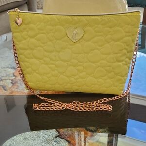 Juicy Couture Yellow Quilted Crossbody Bag with Chain Strap